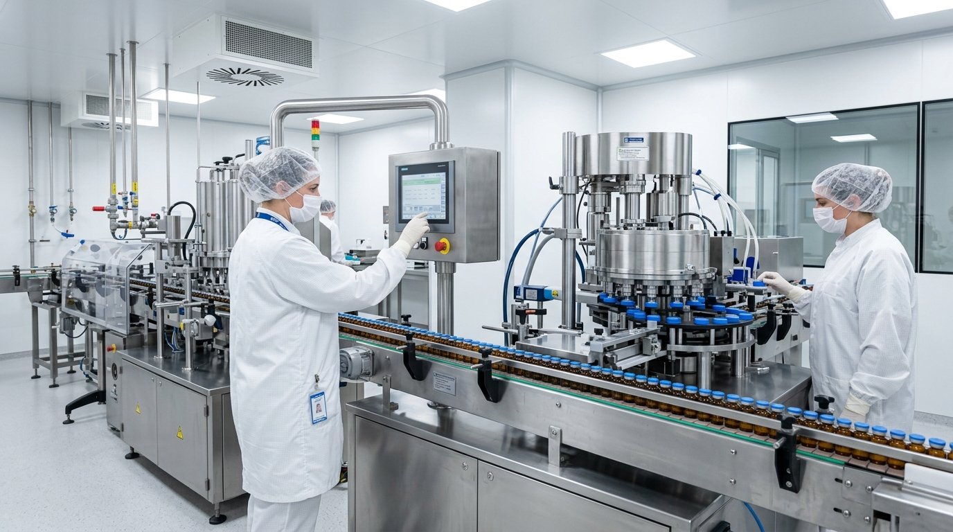 Precision stainless steel automated packaging machinery in a cleanroom environment