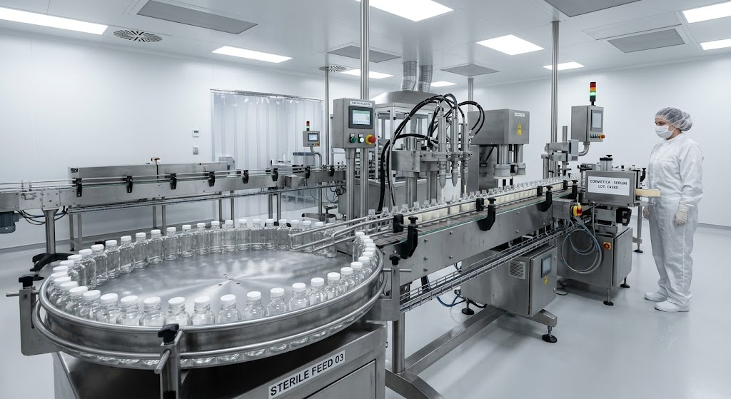 Automated rotary bottle feeding table and synchronized conveyor module for seamless container transfer