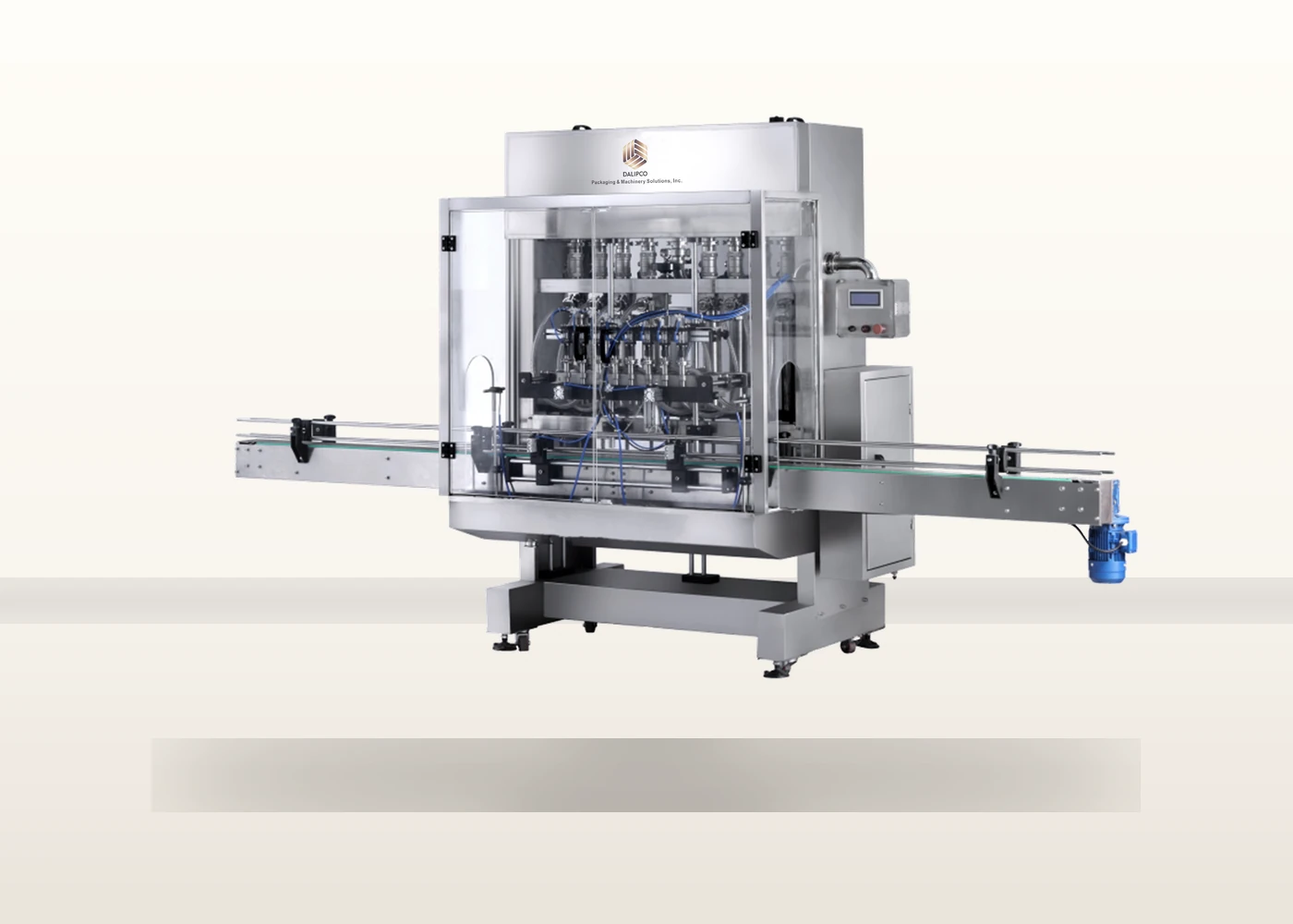 Stainless steel liquid filling machine for pharmaceutical or nutraceutical production