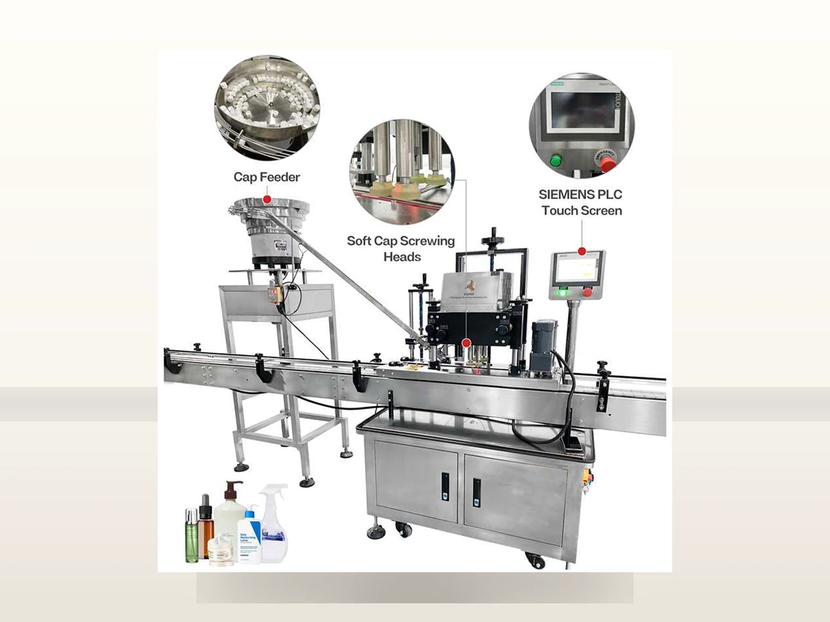 US warehouse stock of automated cap feeding and capping machinery parts ready for expedited fulfillment