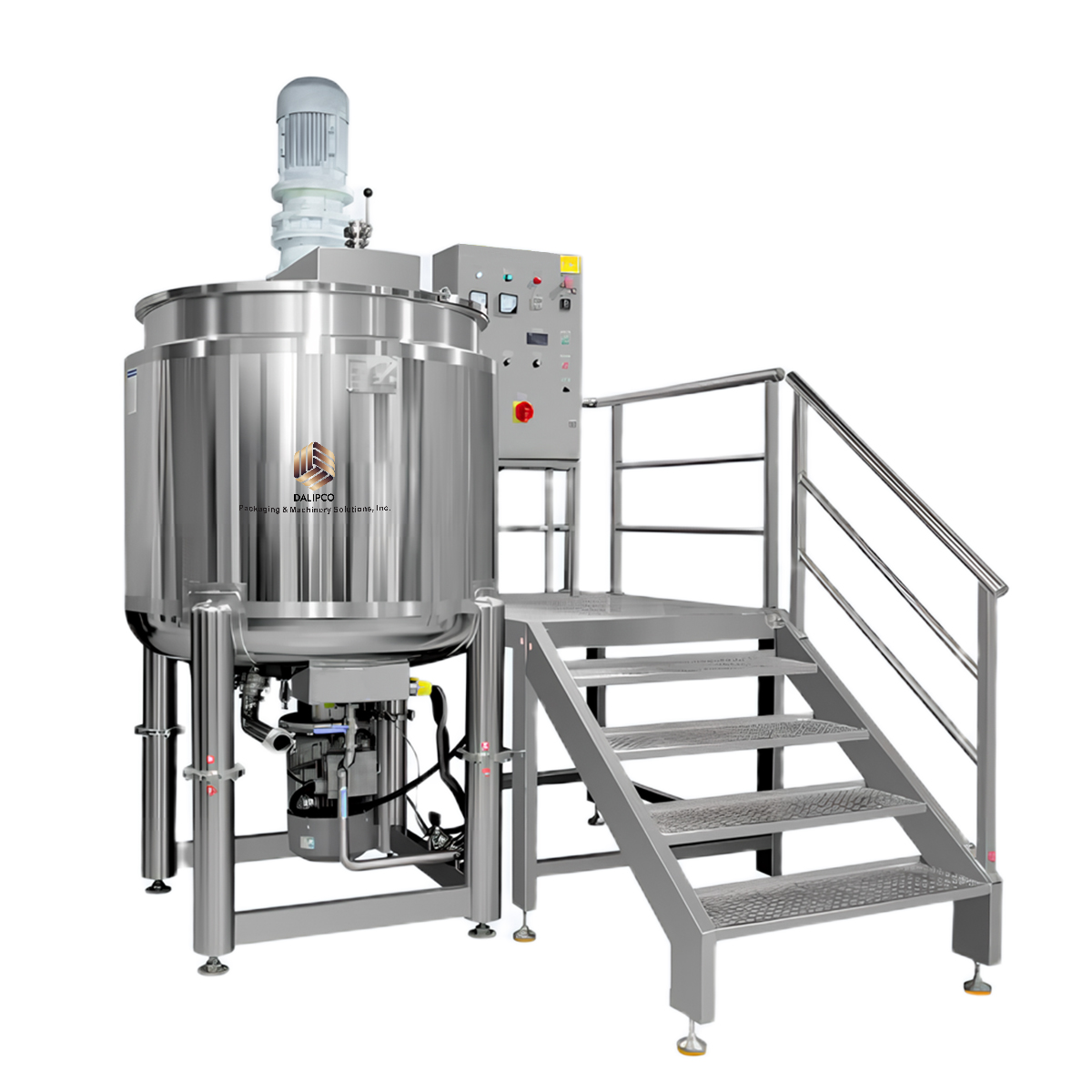 Liquid Washing Mixer Detergent Making Dishwashing Hand Sanitizer Shower Gel Production Line Shampoo Hair Conditioner Mixing Machine — overall machine view