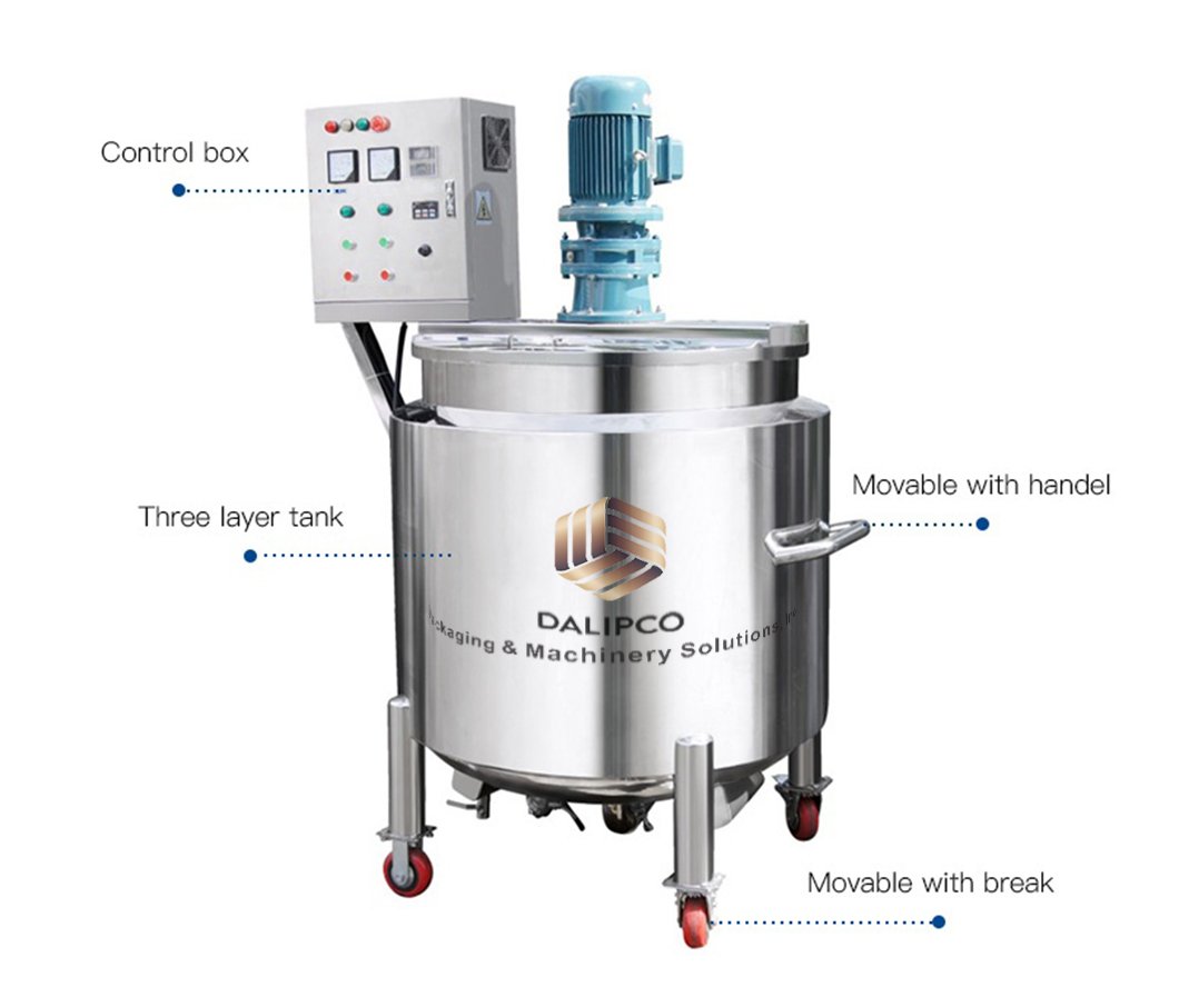 Small Commercial Stainless Steel Detergent Chemical Shampoo Mixing Machine Gel Dispersing High Shear Liquid Mixer — overall machine view
