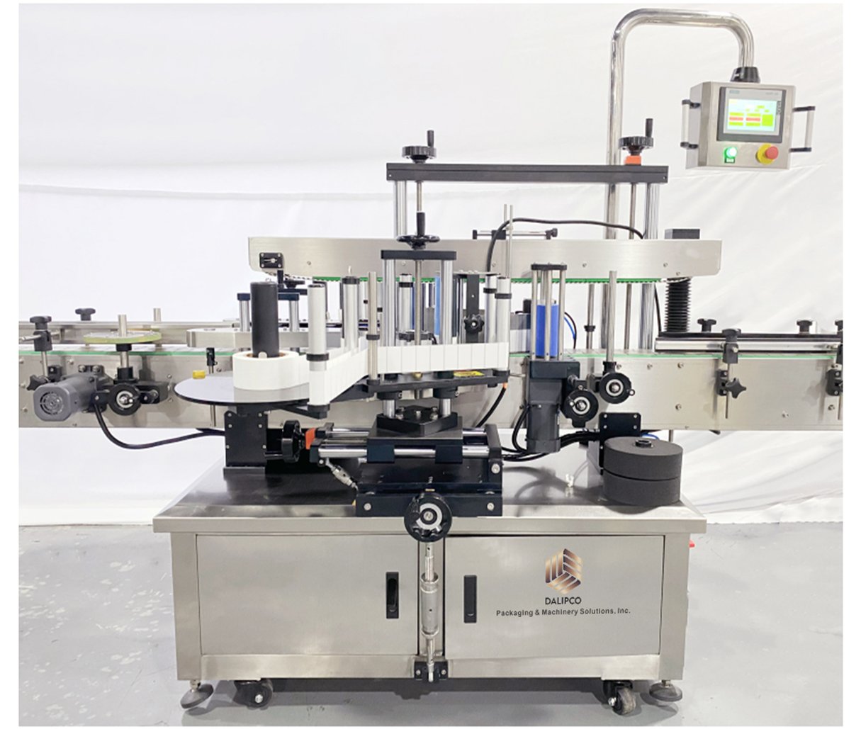 Multiple Automatic Label Applicator Round Flat Square Plastic Bottle Labeler Machine — overall machine view