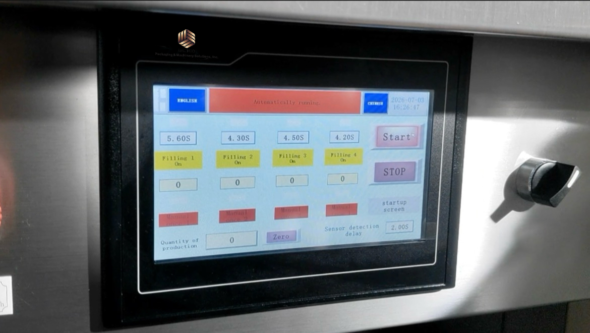 Semi-automatic Four Heads Perfume Filling Machine — overall machine view