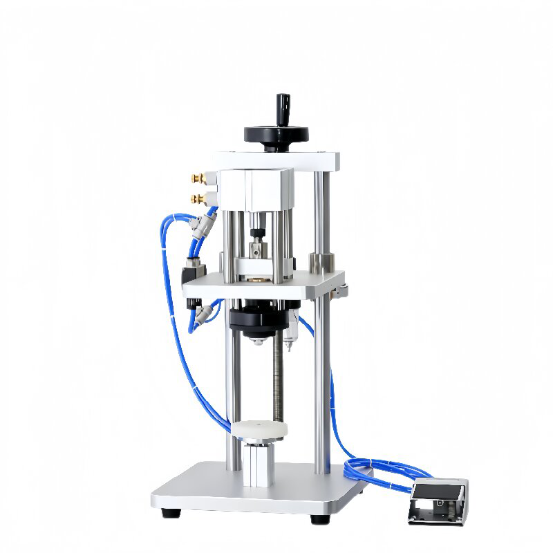 Semi-automatic Pneumatic Perfume Bottle Crimping Capping Machine for Perfume Sprayer Bottle — overall machine view